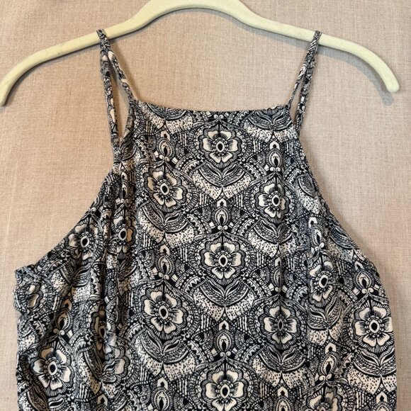 Abercrombie & Fitch Y2K Black & White Floral Mini Dress Strappy Fit & Flare - Picture 3 of 12